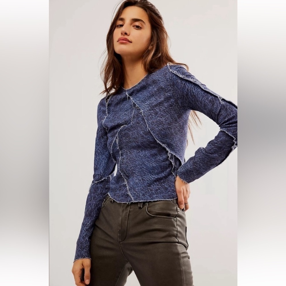 NWT Facon Jacmin Tess Denim Patchwork Top size US XS or EU 36